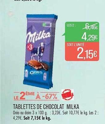 Match Tablettes de chocolat milka offre