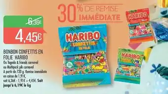 Match Bonbon confettis en folie haribo offre