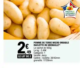 E.Leclerc Pomme de terre micro ondable raclette ou grenaille offre
