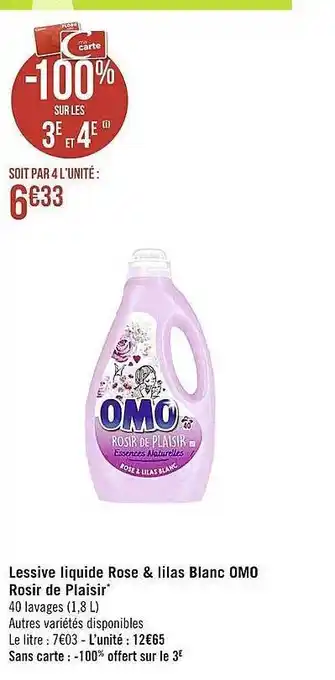 Casino Supermarchés Lessive liquide rose & lilas blanc omo rosir de plaisir offre