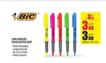 Surligneurs highlighter grip bic