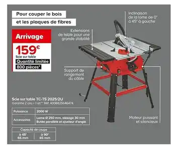 Scie sur table tc-ts 2025 2u