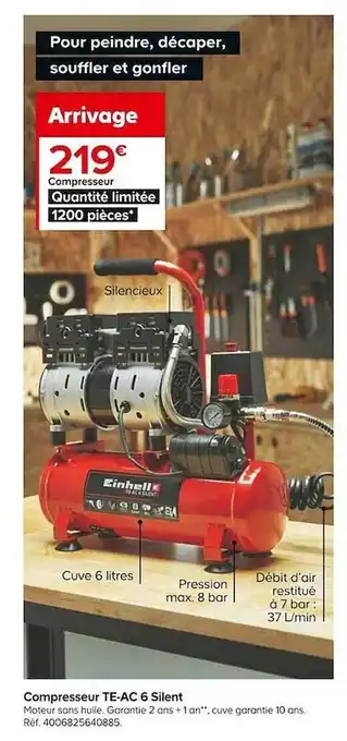 Castorama Compresseur te-ac 6 silent offre