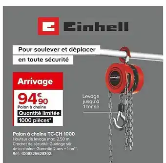 Castorama Palan à chaîne tc-ch 1000 einhell offre