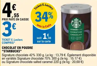 E.Leclerc Chocolat en poudre "STARBUCKS" offre