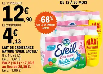 E.Leclerc Lait de croissance nature "ÉVEIL LACTEL" offre
