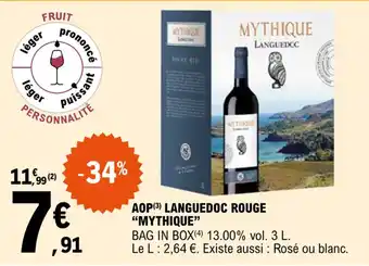 E.Leclerc Aop languedoc rouge "MYTHIQUE" offre