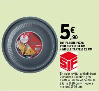 E.Leclerc Lot plaque pizza perforee Ø 34 cm + moule tarte Ø 28 cm offre