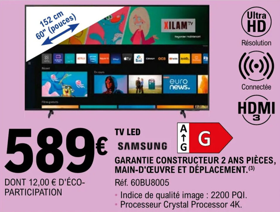 Promo Tv led SAMSUNG chez E.Leclerc