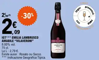 E.Leclerc Igt emilia lambrusco amabile "VILAVERONI" offre