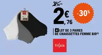 E.Leclerc Lot de 3 paires de chaussettes femme bio offre