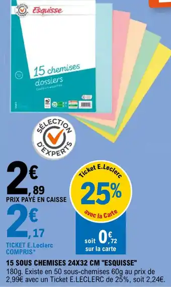 E.Leclerc 15 sous chemises 24X32 cm "ESQUISSE" offre
