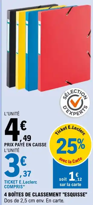 E.Leclerc 4 boîtes de classement "ESQUISSE" offre