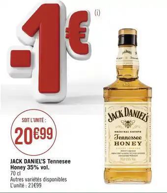 Géant Casino Jack daniel's tennesee honey 35% vol. offre