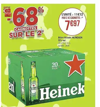 Casino Supermarchés Bière blonde heineken 5% vol offre
