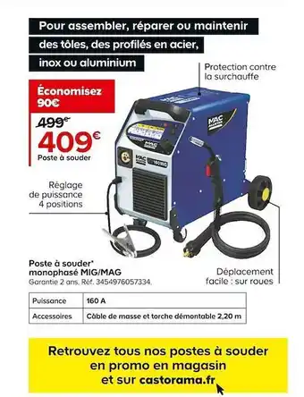 Castorama Poste à souder monophasé mig mag offre