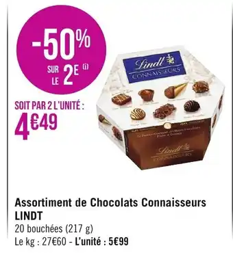Géant Casino Assortiment de Chocolats Connaisseurs Lindt offre
