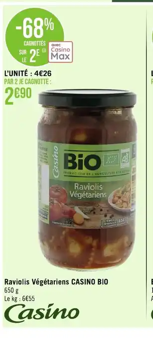 Géant Casino Raviolis Végétariens Casino Bio offre