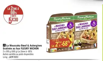 Géant Casino La Moussaka Boeuf & Aubergines Gratinee Au Four Fleury Michon offre