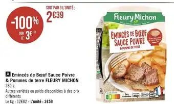 Géant Casino Emincés de Boeuf Sauce Poivre & Pommes de Terre Fleury Michon offre