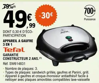 E.Leclerc Appareil à gaufre 3 en 1 tefal offre