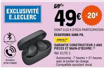 E.Leclerc Écouteur sans fil jebra offre