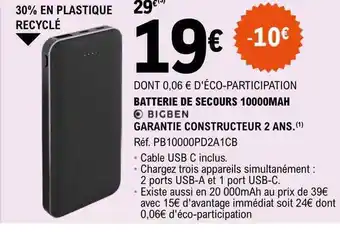 E.Leclerc Batterie de secours 1000mah bigben offre