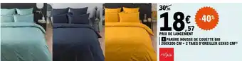 E.Leclerc Parure housse de couette bio 200 x 200 cm + 2 taies d'oreiller 63 x 63 cm tissaia offre