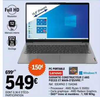 E.Leclerc Pc portable lenovo offre