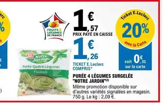 E.Leclerc Purée 4 légumes surgelée offre
