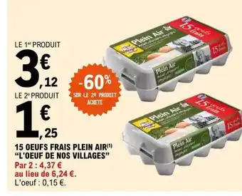 E.Leclerc 15 oeufs frais plein air offre