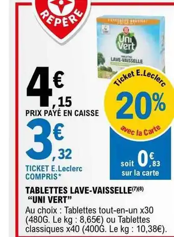 E.Leclerc Tablettes lave-vaisselle offre