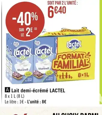 Géant Casino Lait demi-écrémé Lactel offre