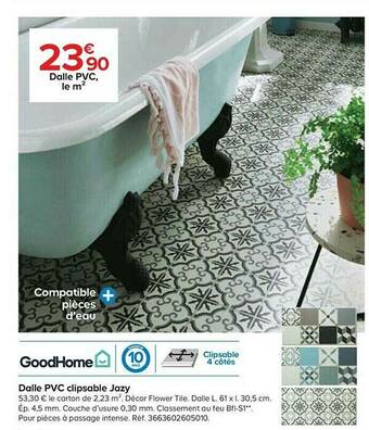 Castorama Dalle Pvc Clipsable Jazy Goodhome offre