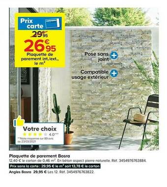 Castorama Plaquette De Parement Bosra offre