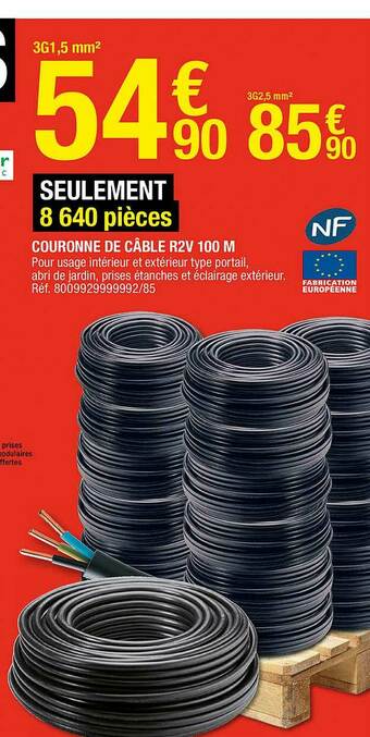 Brico Dépôt Couronne De Câble R2v 100 M offre