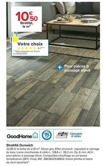 Castorama Stratifié Dunwich Goodhome offre