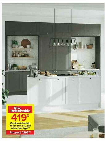 Castorama Cuisine Artemisia Décor Blanc Ou Gris Selon Plan Type offre