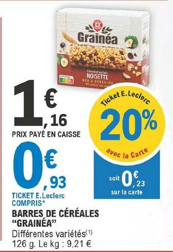 E.Leclerc Barres De Céréales offre