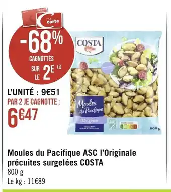 Géant Casino Moules du Pacifique ASC l'Originale Précuites surgelées Costa offre