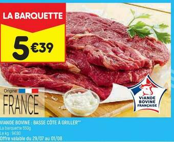 Leader Price Viande Bovine : Basse Côte à Griller offre