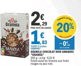 E.Leclerc Granola Chocolat Noir Amandes offre