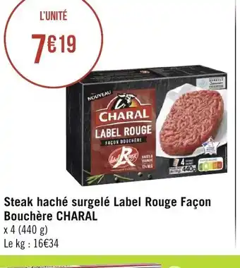Géant Casino Steak Hache Surgele Label Rouge Façon bouchère Charal offre