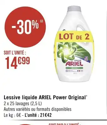 Géant Casino Lessive Liquide Ariel Power Original offre