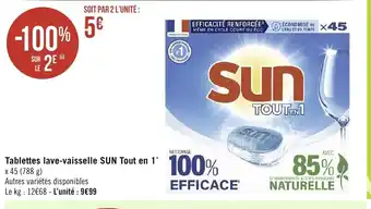 Géant Casino Tablettes Lave-Vaisselle Sun Tout En 1 offre