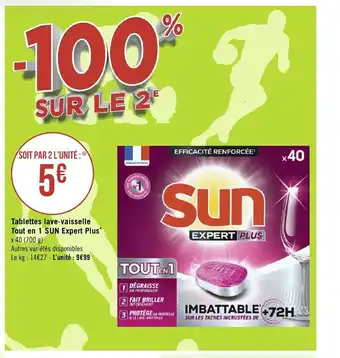 Géant Casino Tablettes Lave-Vaisselle Tout En 1 Sun Expert Plus offre