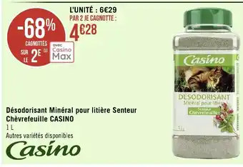 Géant Casino Desodorisant Mineral Pour Litière Senteur Chevrefeuille Casino 1L offre