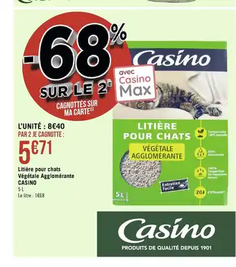 Litière Pour Chats Vegetale Agglomerante Casino 5L