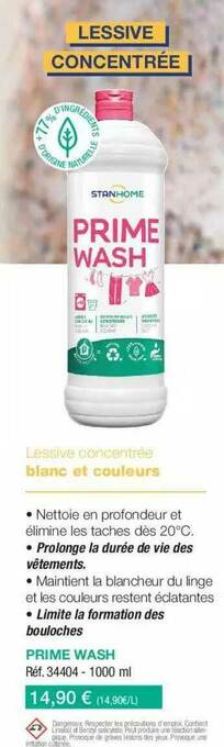 Stanhome Prime Wash Lessive Concentrée offre