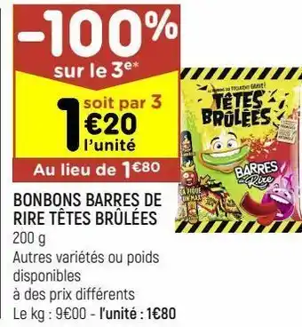 Leader Price Bonbons barres de rire têtes brulées offre